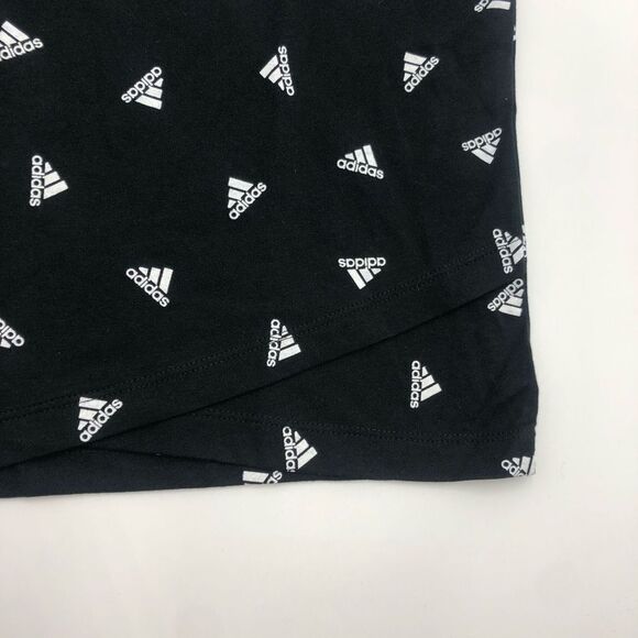 Brand New Adidas Black & White Logo Tulip-Hem Tshirt For Girls Size Medium 10/12 - Picture 5 of 8